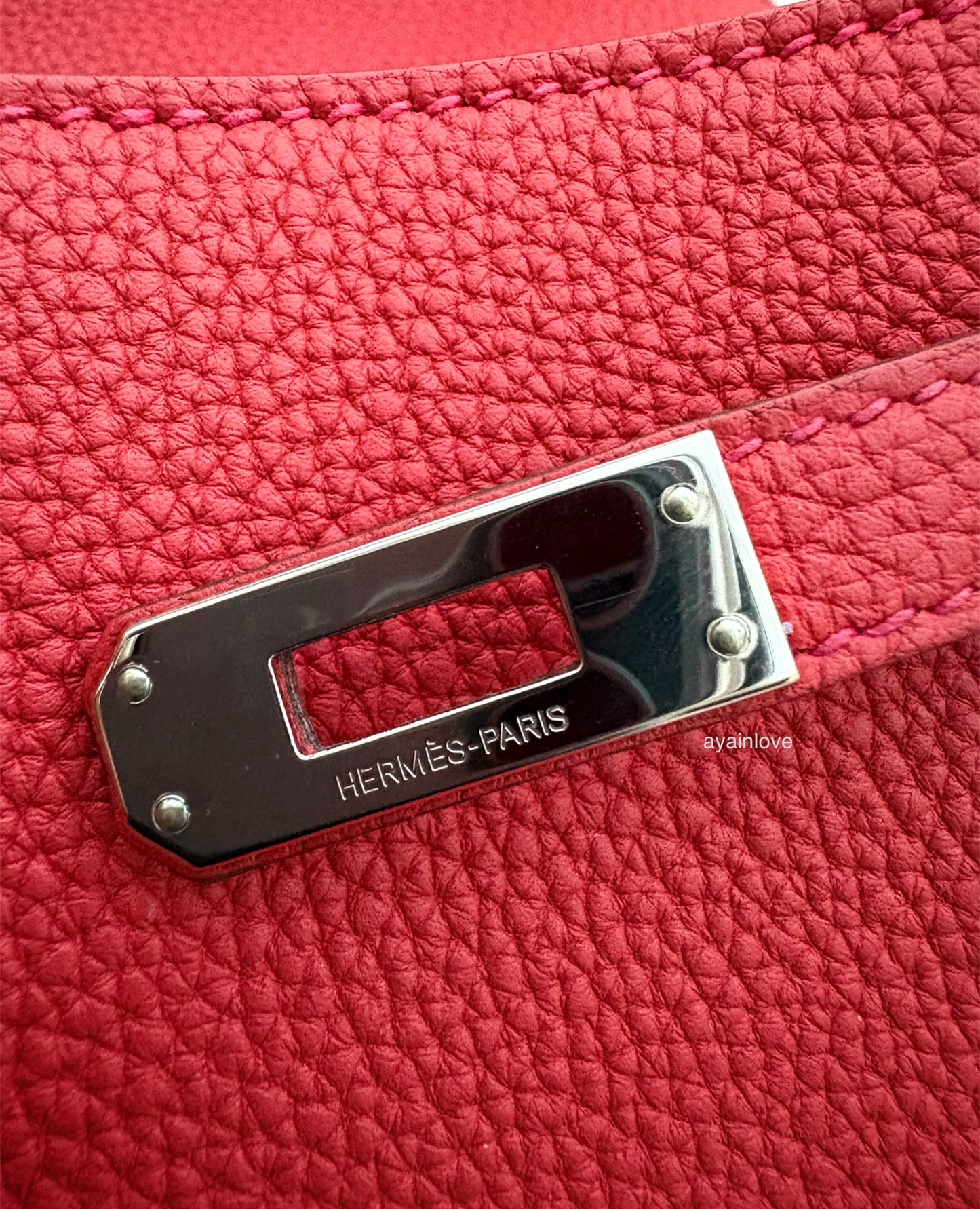 HERMES Kelly 25 Geranium Togo Retourne Palladium Hardware X Stamp