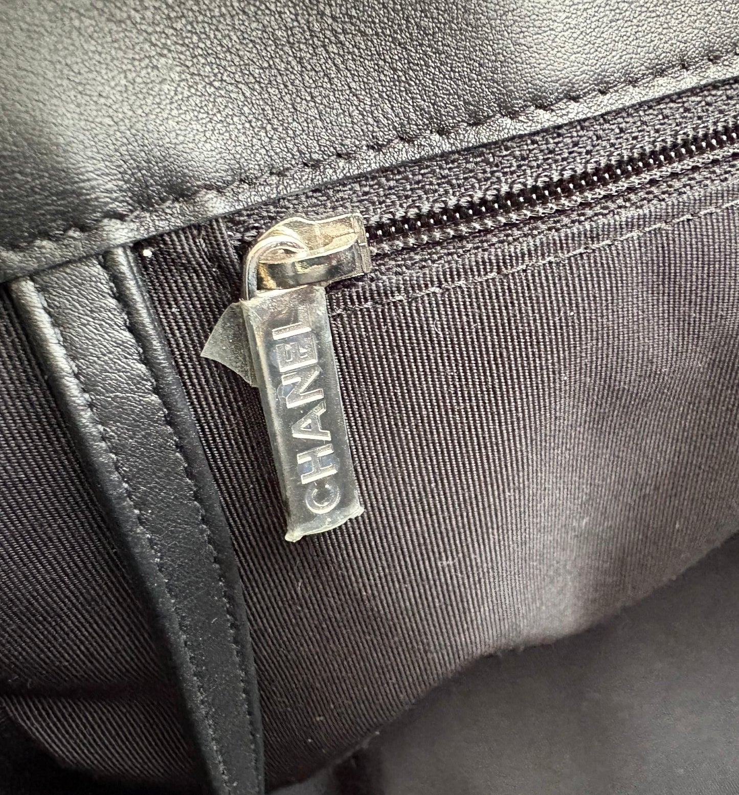 CHANEL Black Quilted Calfskin Tote Bag Classic CC Lock Silver Hardware