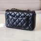 CHANEL 24K Black Lambskin Classic Rectangular Extra Mini 18cm Flap Light Gold Hardware
