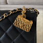CHANEL 23S Black Caviar Wallet on Chain with Bag Charm Gold Hardware