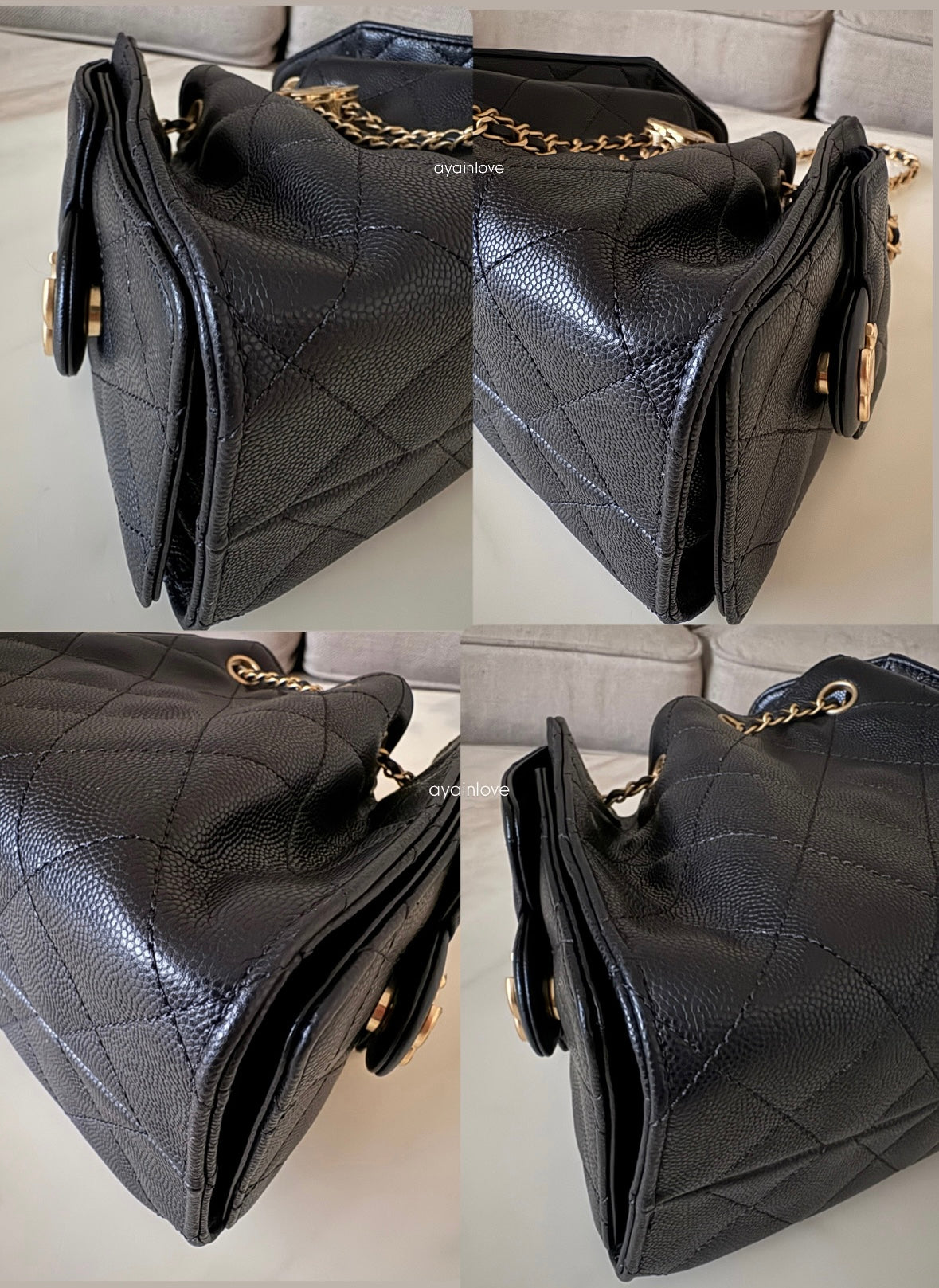 CHANEL 25 Mini Black Caviar Microchipped Bag Gold Hardware