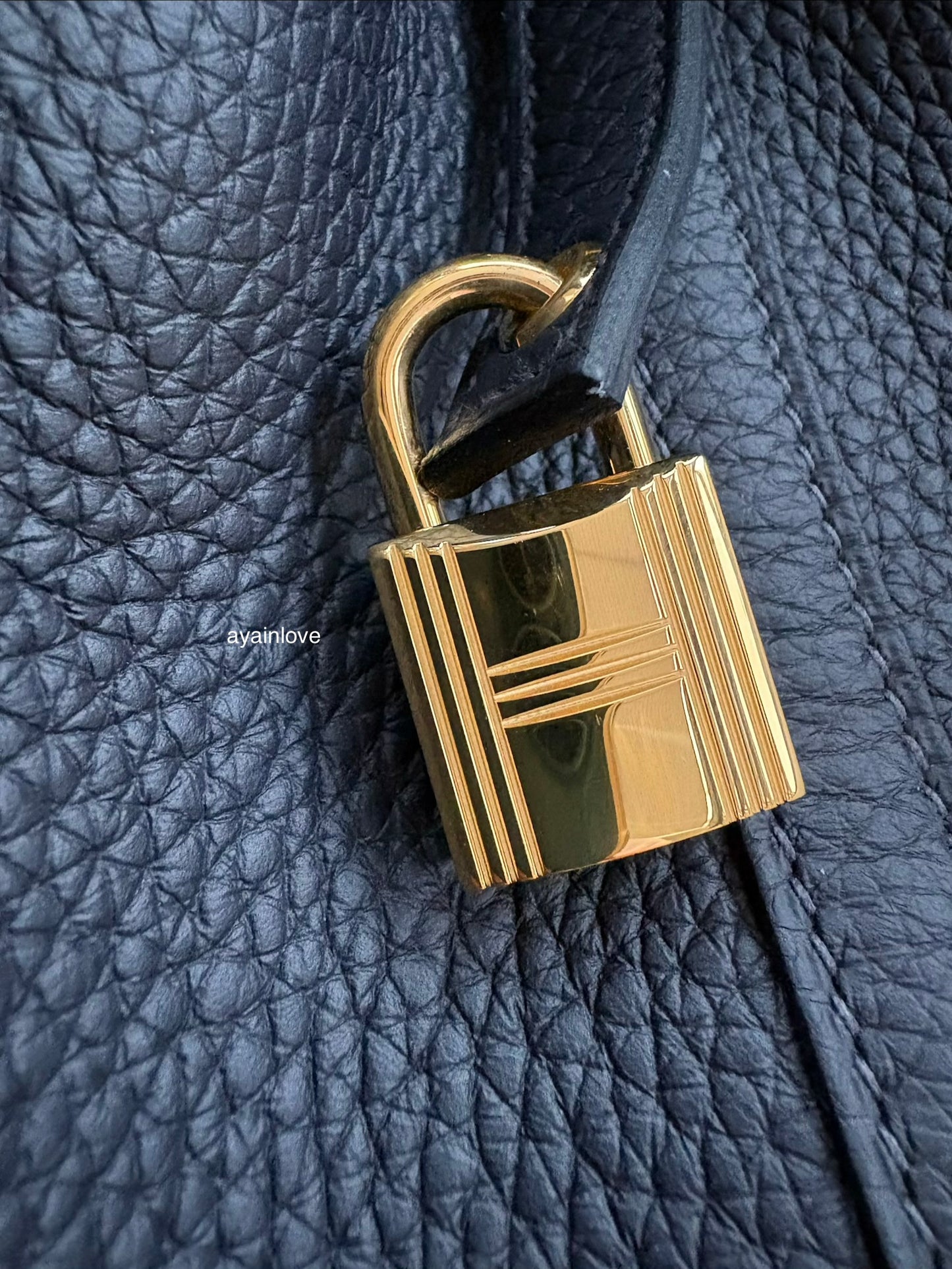 HERMES Picotin Lock 18 Caban Dark Blue Black Taurillion Clemence Gold Hardware K Stamp