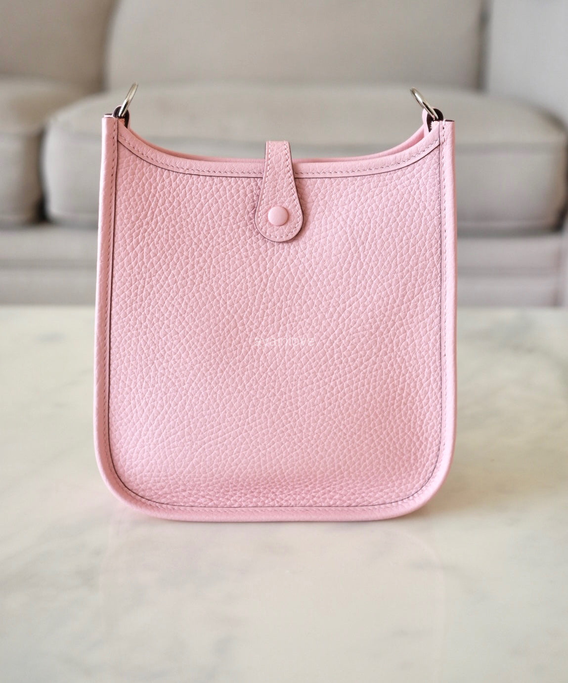 HERMES Mini Evelyne TPM 16 Amazone Rose Sakura Clemence Palladium Hardware W Stamp