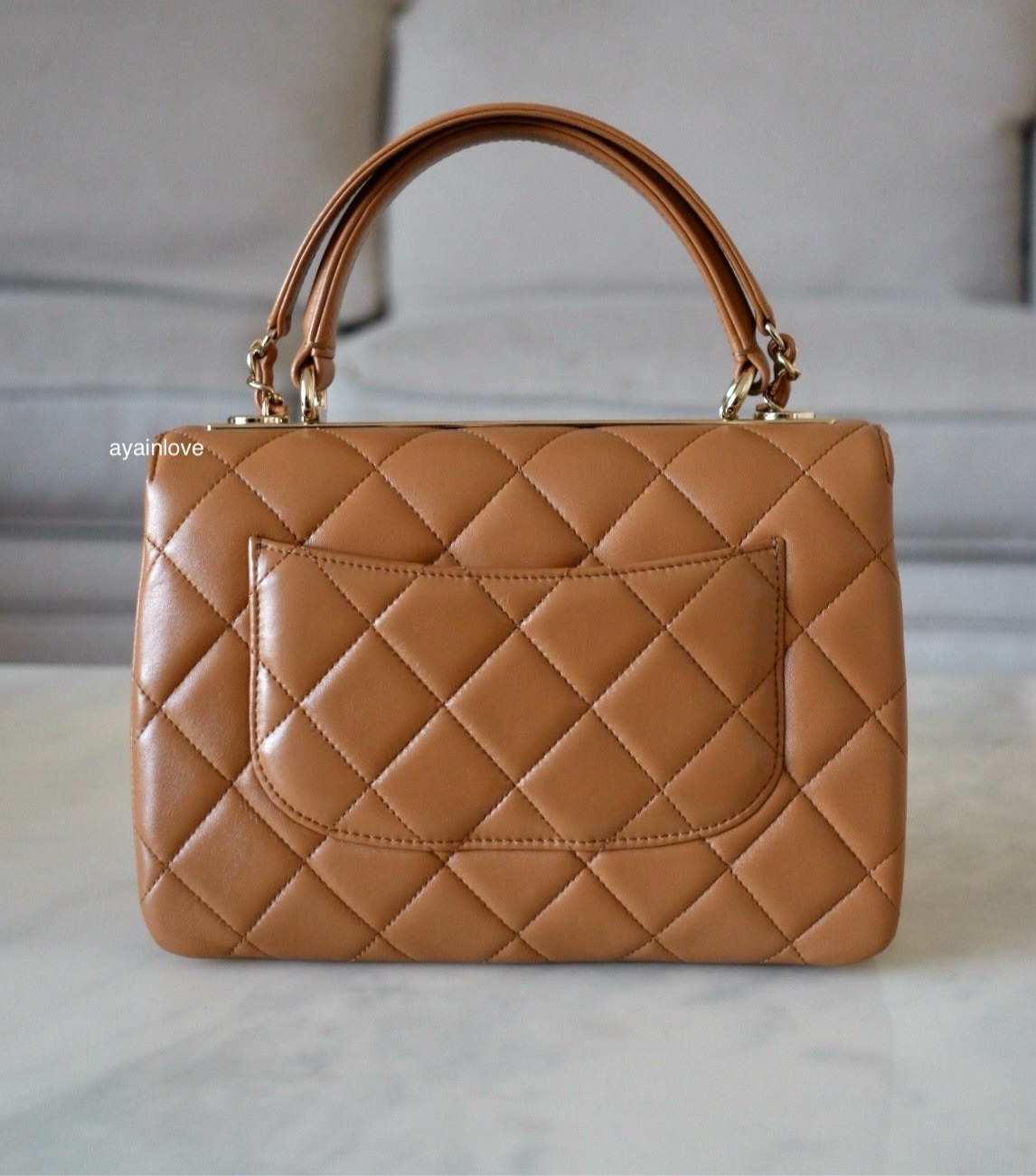 CHANEL Dark Beige Small Trendy Flap Bag Light Gold Hardware