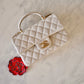 CHANEL 21S Light Beige Caviar Top Handle Rectangular Mini Bag Gold Hardware
