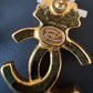 CHANEL 23C Seashell CC Crystal Stud Earrings Gold Hardware