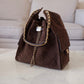 CHANEL 26C Dark Brown Suede Calfskin Medium 25 Bag Gold Hardware