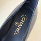 CHANEL 20A Black & Dark Navy Grosgrain Lambskin Pumps CC Heel Shoes Size 38 EU