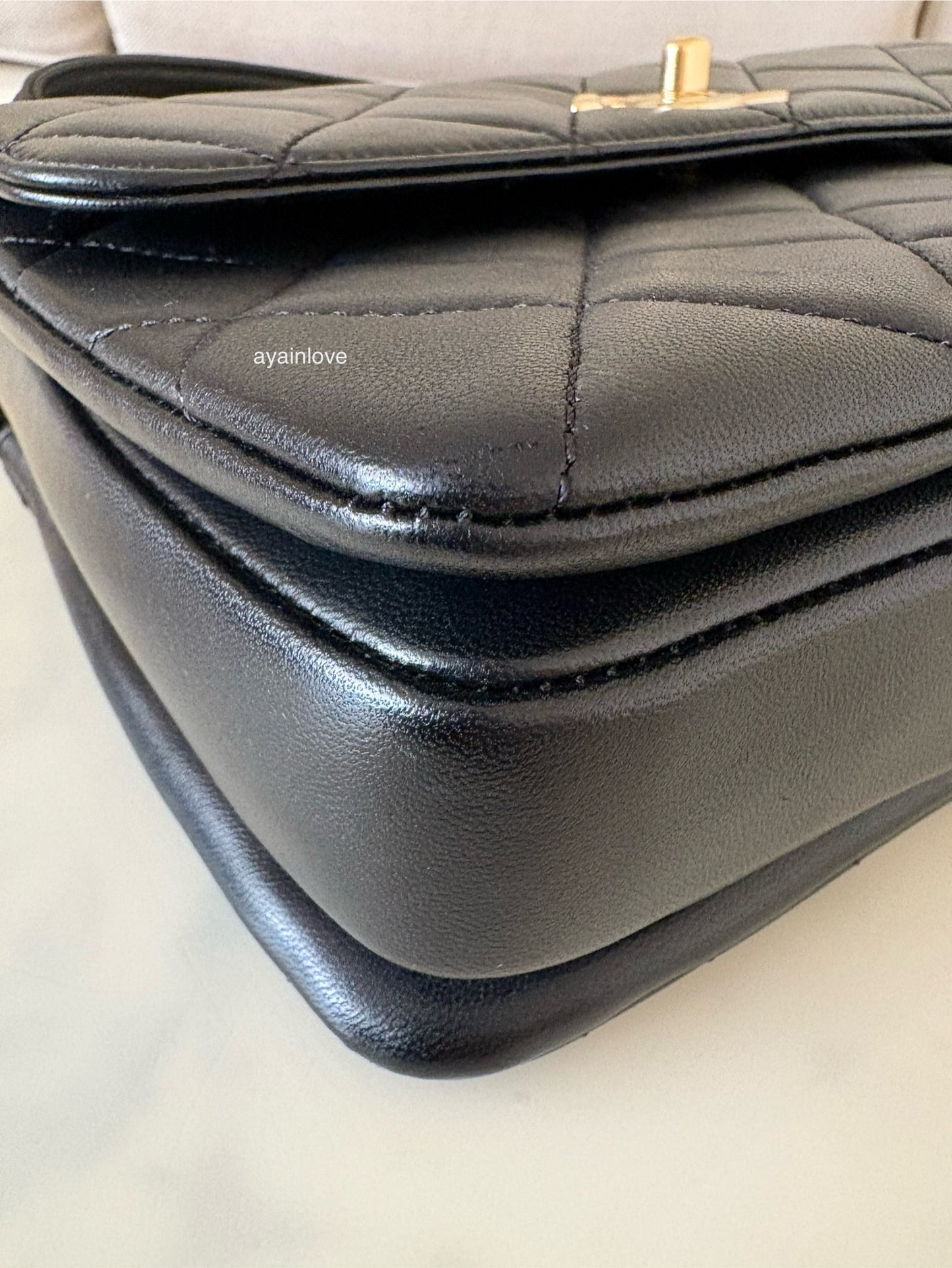 CHANEL Black Small Trendy Flap Bag Microchipped Light Gold Hardware