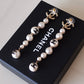 CHANEL 20P Pearl CC Crystal Drop Earrings Light Gold Hardware