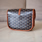 GOYARD Belvedere PM Goyardline Canvas/Calfskin Tan Black Messenger Bag Silver Hardware