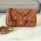 CHANEL 22S Caramel Brown Lamb Skin Rectangular Mini Light Gold Hardware
