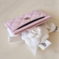 CHANEL 22P Light Pink Rose Clair Caviar Flat Card Holder Light Gold Hardware