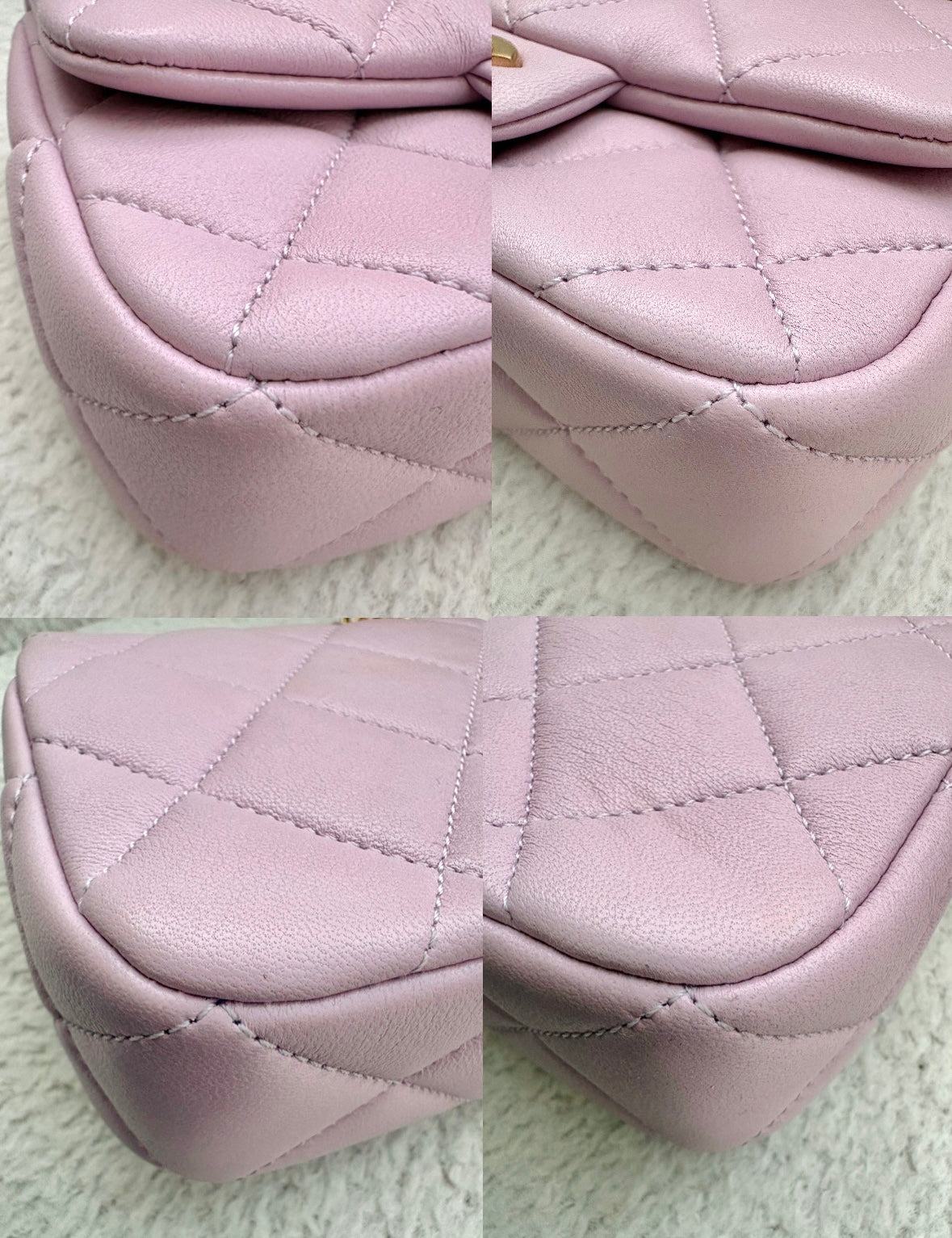 CHANEL 24S Pink Lambskin Twin Pearls Quilted Mini Flap Bag Adjustable Gold Hardware