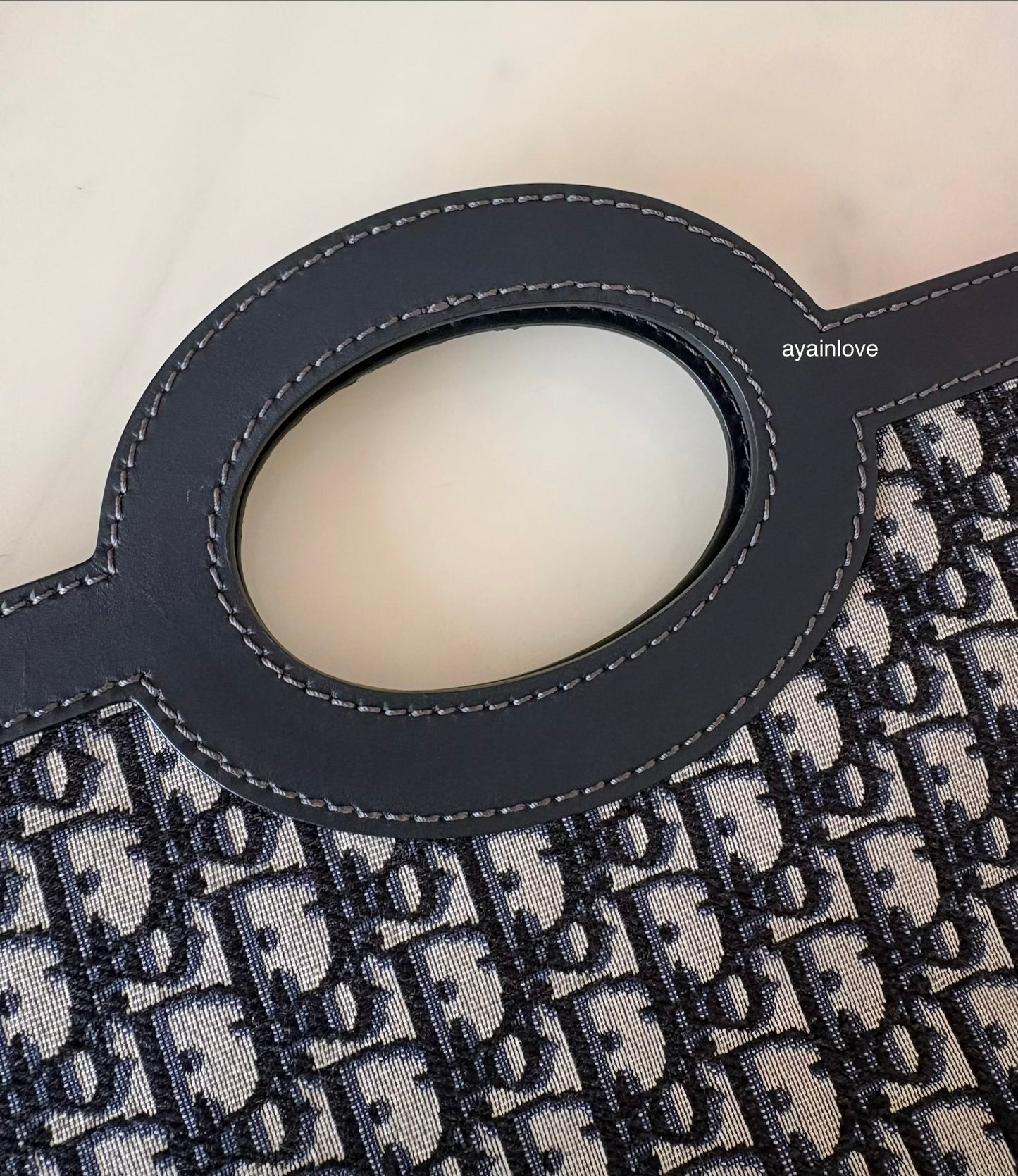DIOR Blue Oblique Jacquard Fold Over Clutch Bag