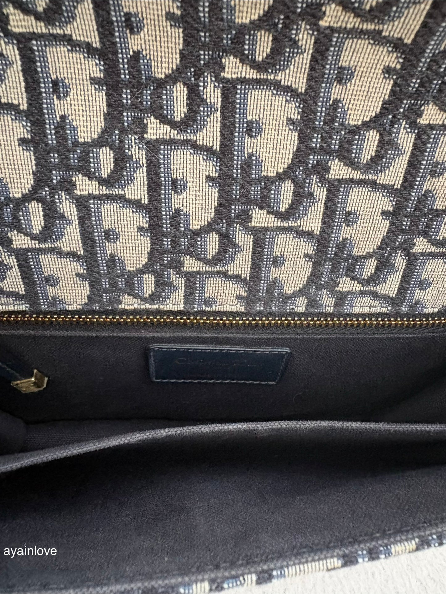DIOR Montaigne 30 Blue Oblique Jacquard Medium Flap Bag Gold Hardware