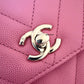 CHANEL Pink Caviar Chevron Small Coco Handle 24 cm Light Gold Hardware