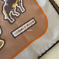 HERMES Double Face Silk 90 Caracteristick Multicolour Beige Dore/Orange Scarf Shawl