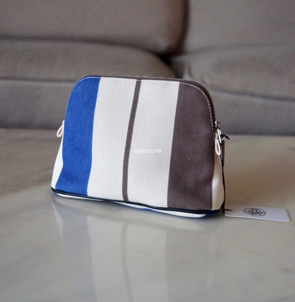 HERMES Bolide Mini Pouch Rocabar Blue Etoupe