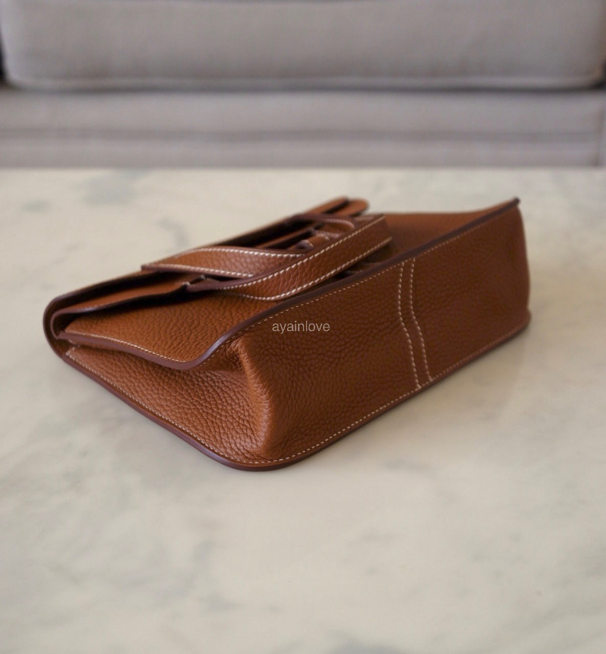 HERMES Halzan 25 Gold Clemence Palladium Hardware B Stamp