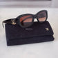 CHANEL Pillow Black CC Logo Hardware Rectangle Sunglasses