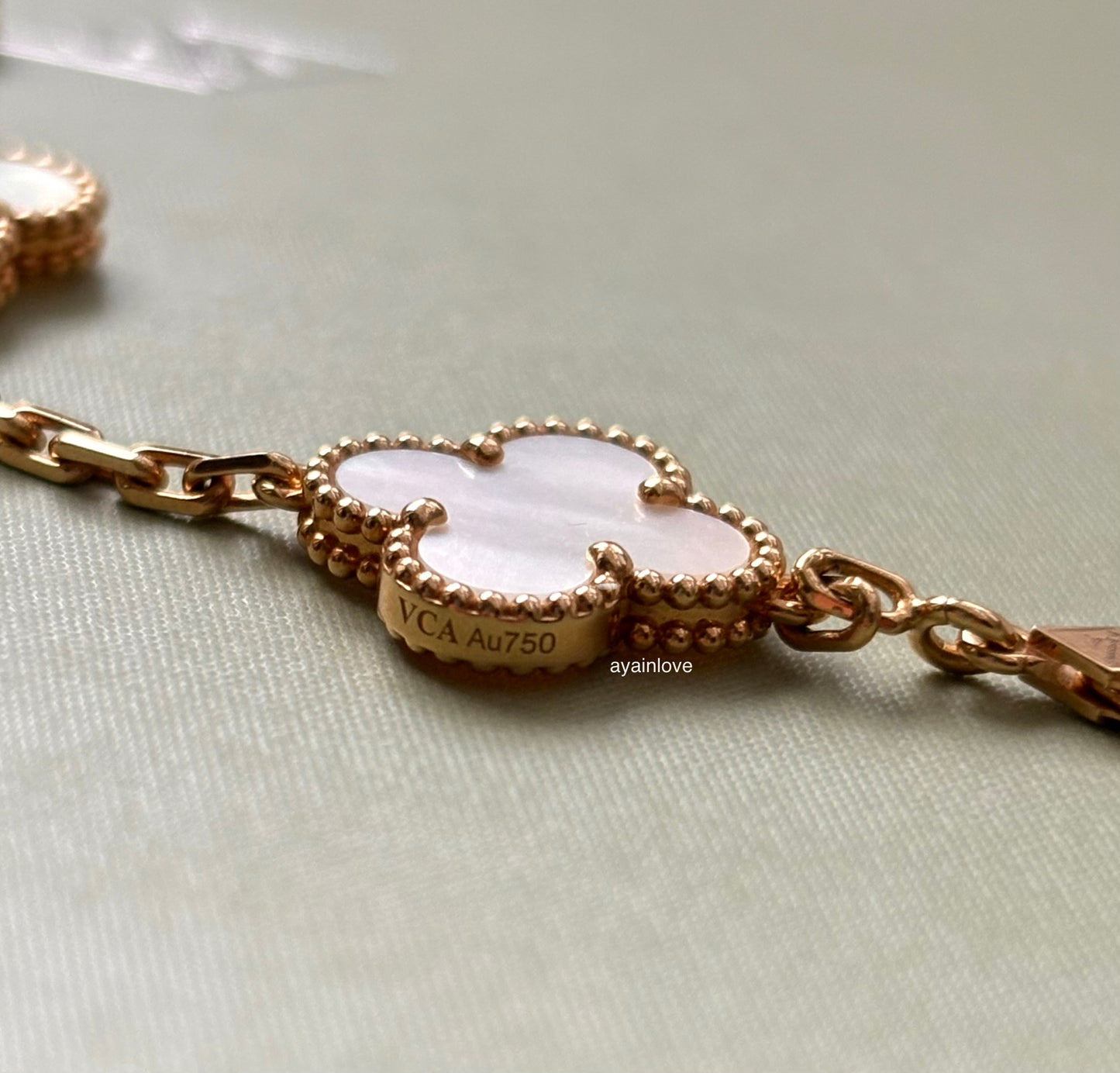 Van Cleef Arpels VCA 5 Motifs Bracelet White Mother of Pearl MOP 18KT Yellow Gold Vintage Alhambra