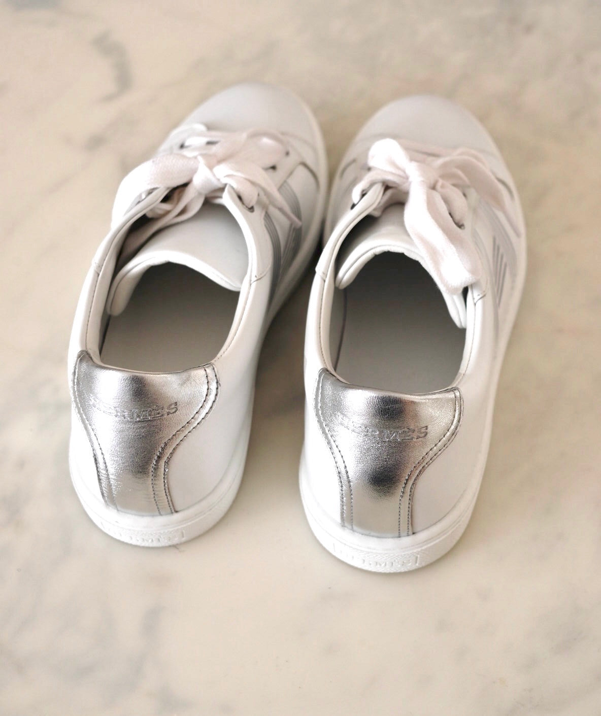 HERMES White Leather Avantage Sneakers Trainers Shoes Size 38 EU