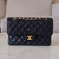 CHANEL Black Caviar Quilted Small Classic Flap Bag Gold Hardware