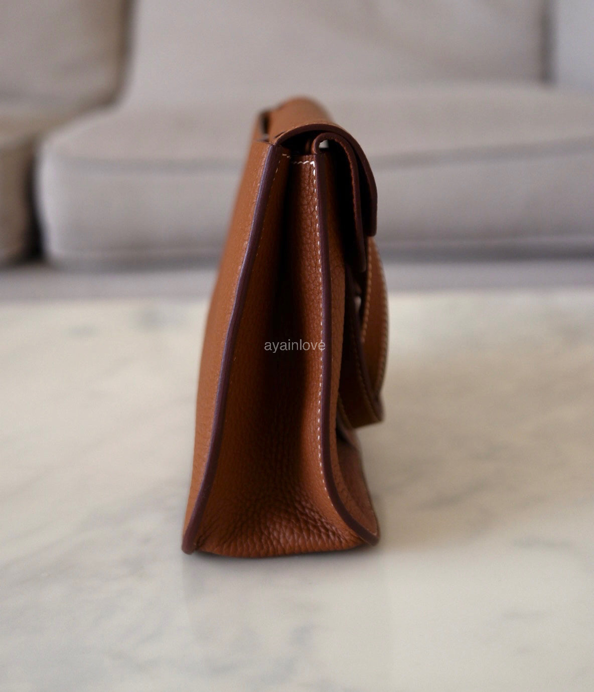 HERMES Halzan 25 Gold Clemence Palladium Hardware B Stamp