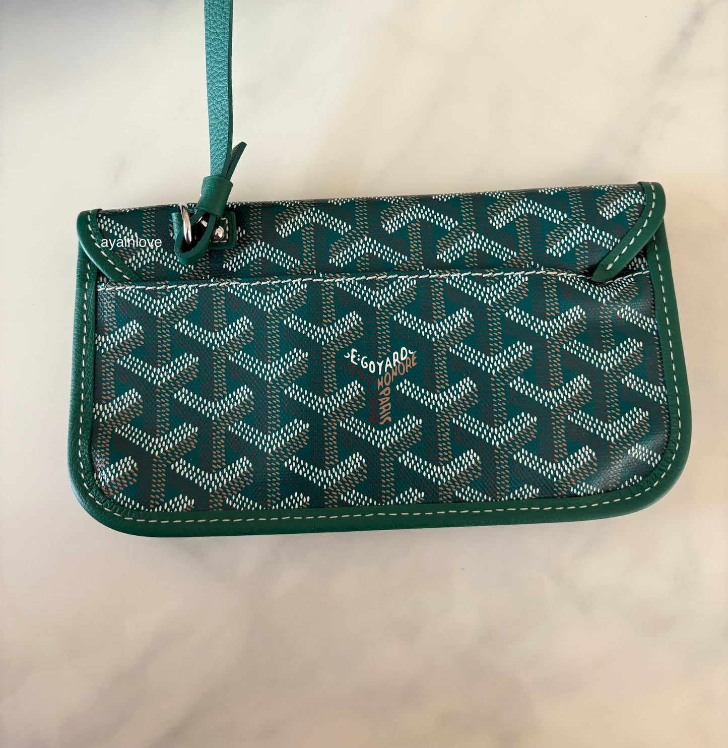 GOYARD Green Goyardine Hobo Boheme PM Bag with Blue Heart Stamp
