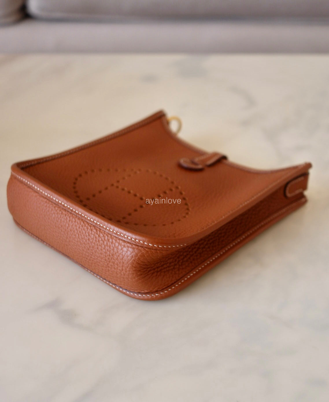 HERMES Mini Evelyne TPM 16 Amazone Gold Clemence Gold Hardware Z Stamp