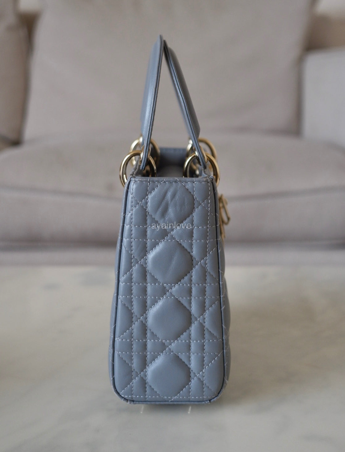 DIOR Small Lady Dior Grey Cannage Lambskin My ABCDior Bag