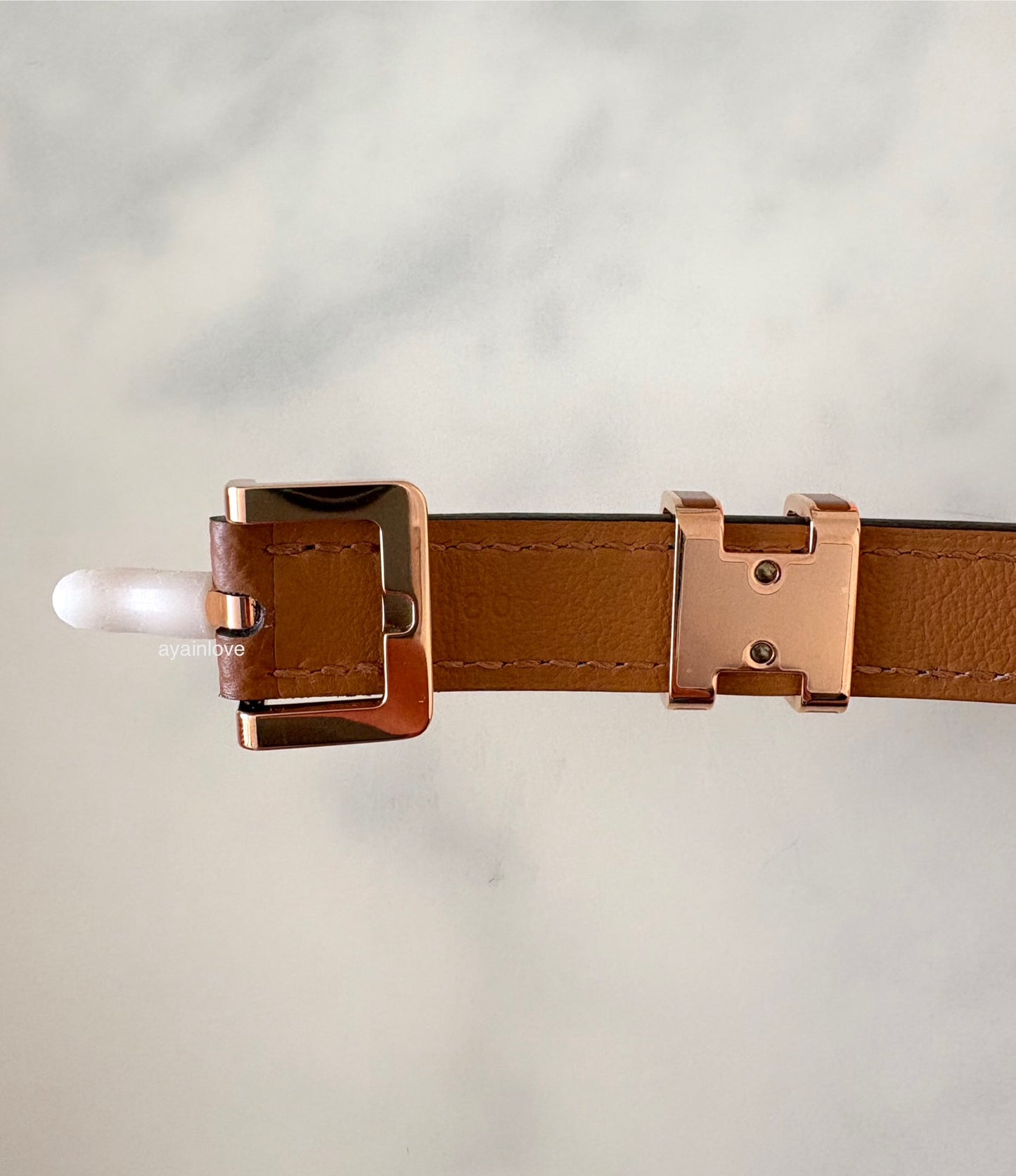 HERMES Pop H 15 Belt Gold Epsom Size 80 Rose Gold Hardware B Stamp