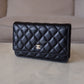 CHANEL Black Caviar Microchipped Classic Wallet On Chain Gold Hardware