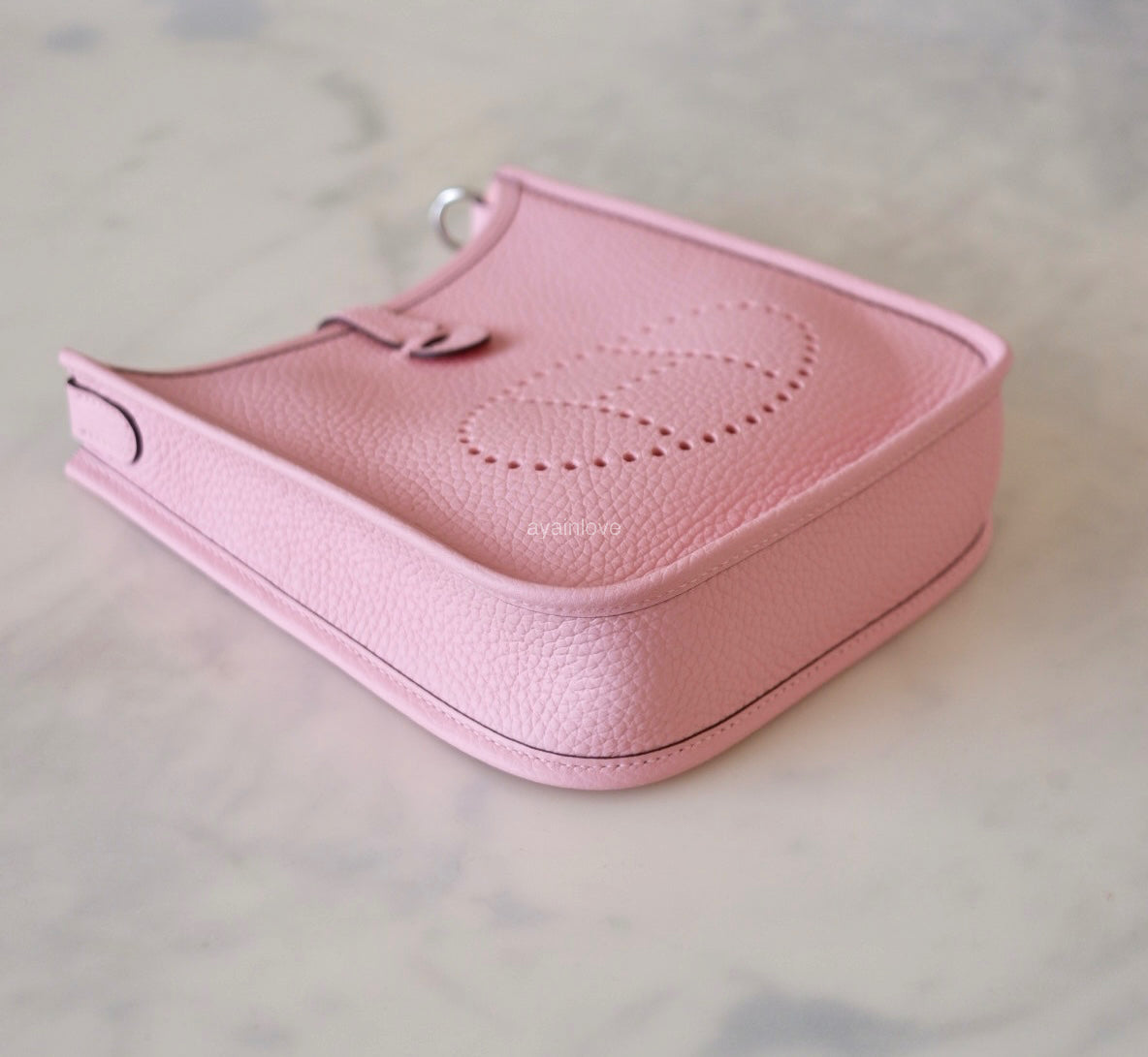 HERMES Mini Evelyne TPM 16 Amazone Rose Sakura Clemence Palladium Hardware W Stamp