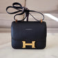 HERMES Constance 24 Noir Black Epsom Rose Gold Hardware D Stamp