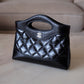 CHANEL Black Calfskin Mini 31 Shopping Bag Light Gold Hardware