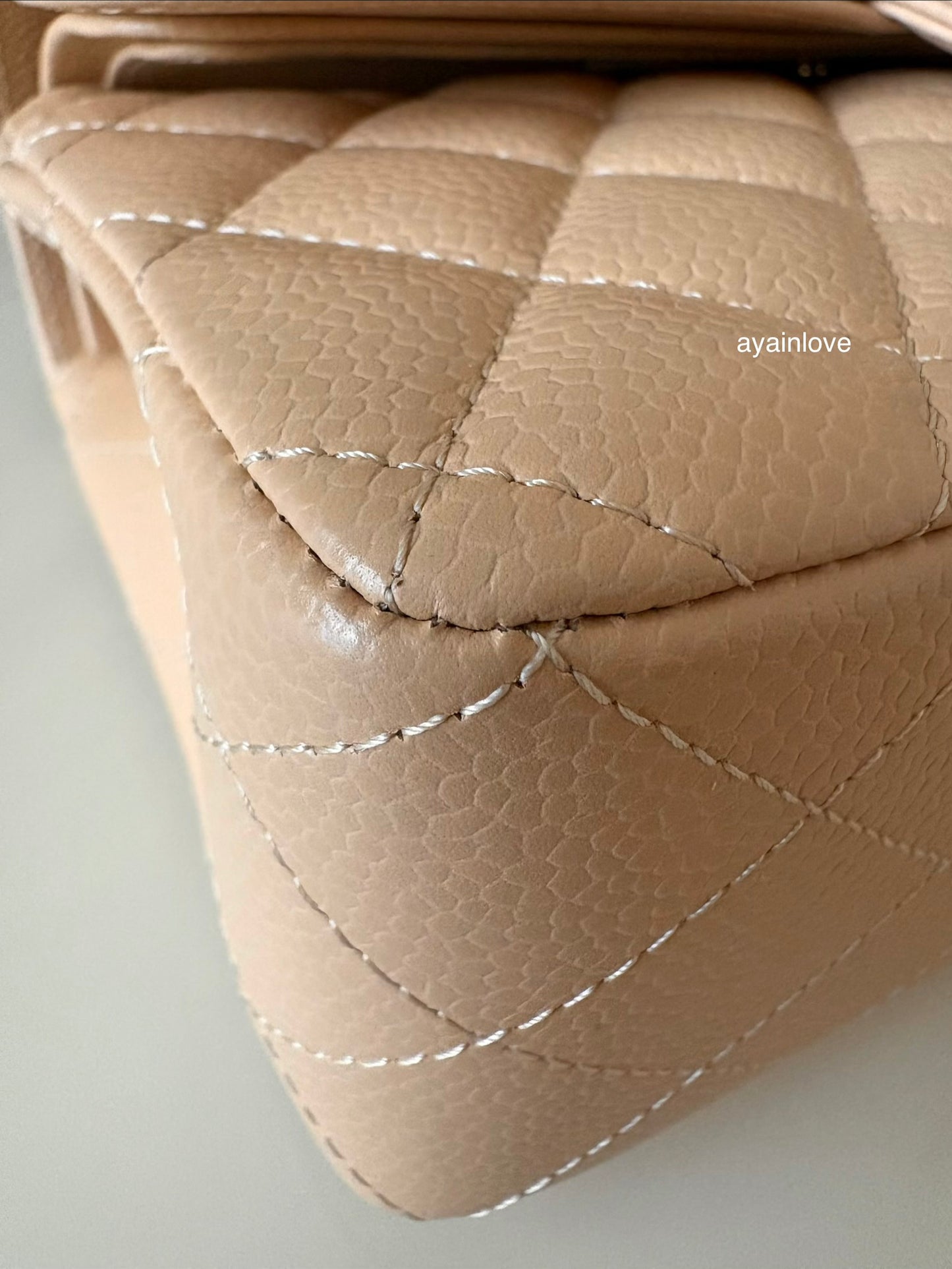 CHANEL Beige Clair Caviar Small Classic Flap Bag Gold Hardware