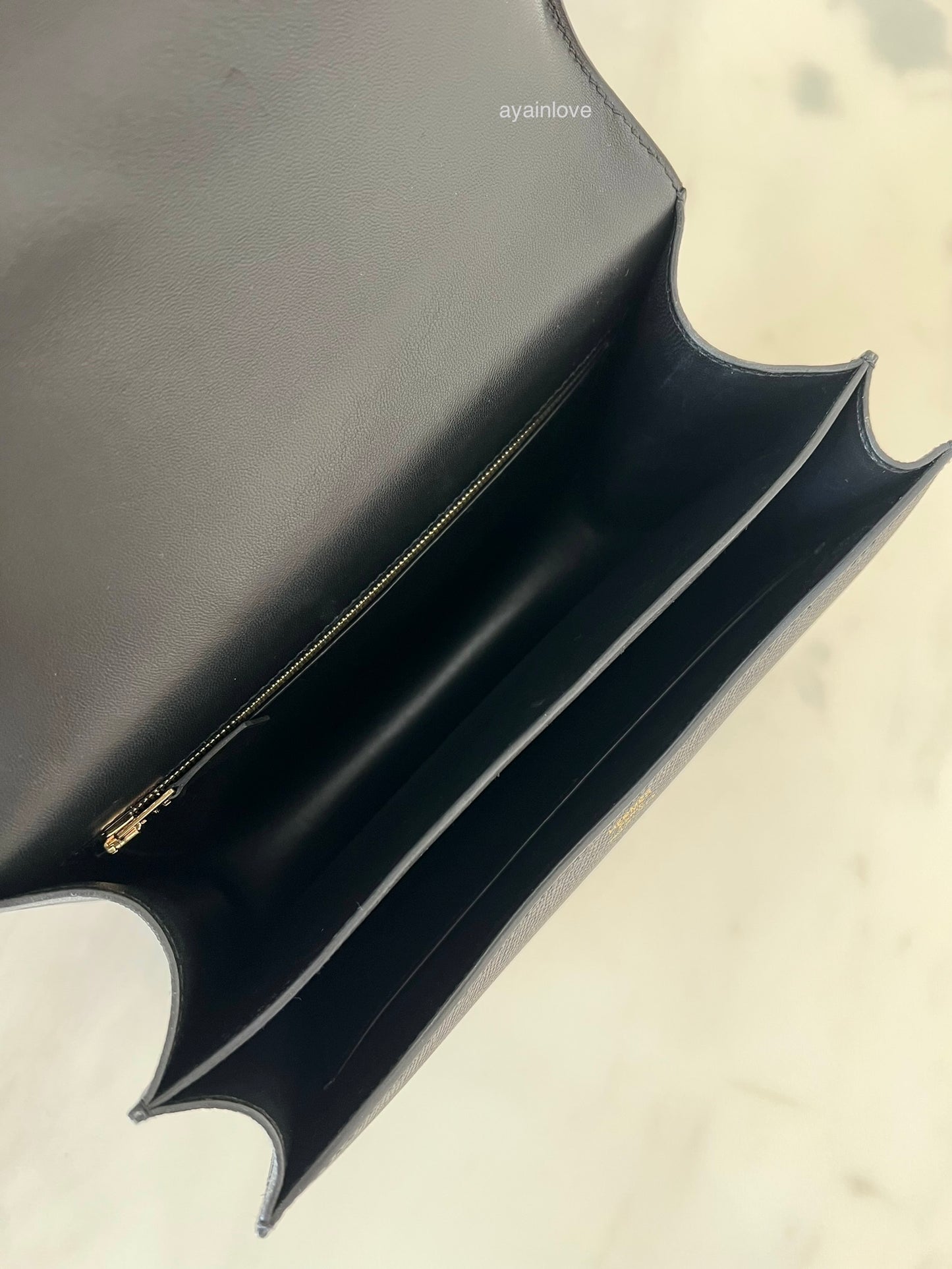HERMES Constance 24 Noir Black Epsom Rose Gold Hardware D Stamp