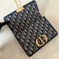 DIOR Montaigne 30 Blue Oblique Jacquard Medium Flap Bag Gold Hardware