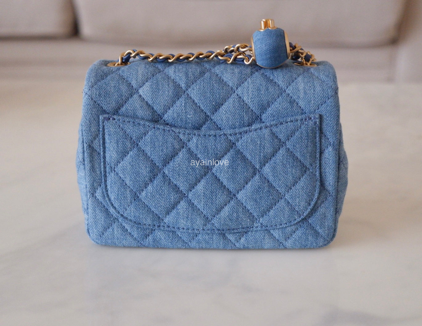 Denim flap bag deals