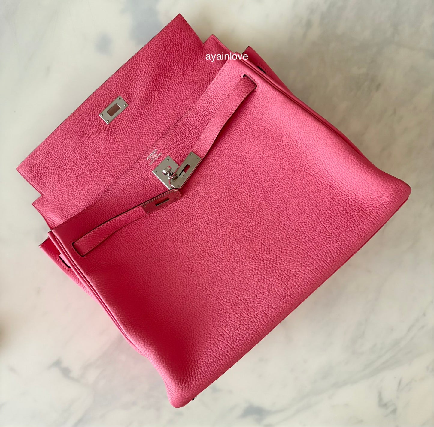 HERMES Kelly 35 Pink Rose Lipstick Togo Palladium Hardware Q Square Stamp
