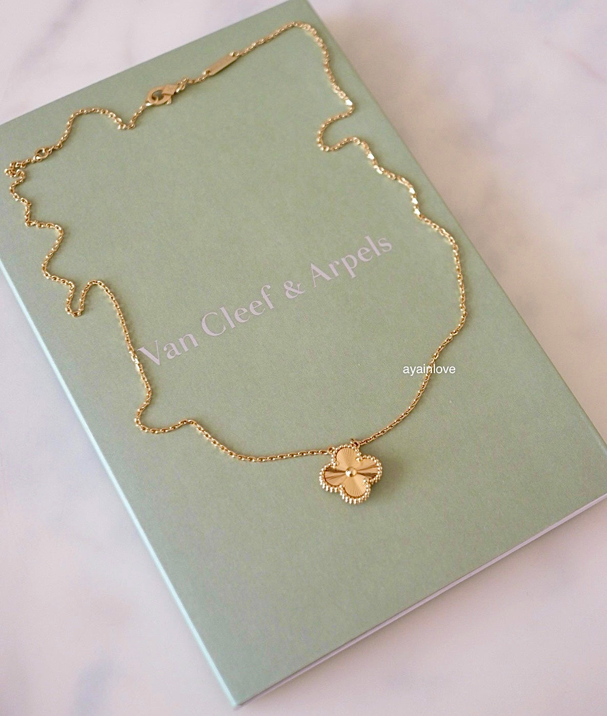 VAN CLEEF ARPELS VCA 18KT Yellow Gold Guilloche Vintage Alhambra Pendant Necklace