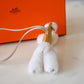 HERMES Budy Ecru/Paille/Craie Wool Leather Bag Charm K Stamp