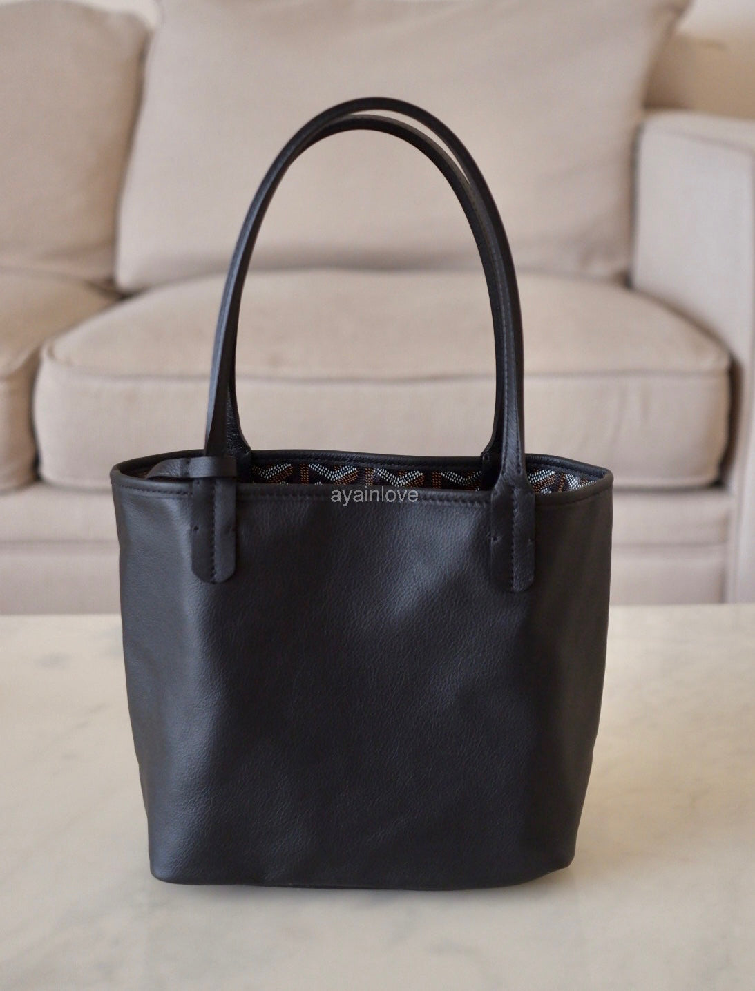GOYARD Anjou Mini Goyardline Canvas/Calfskin Reversible Tote Bag