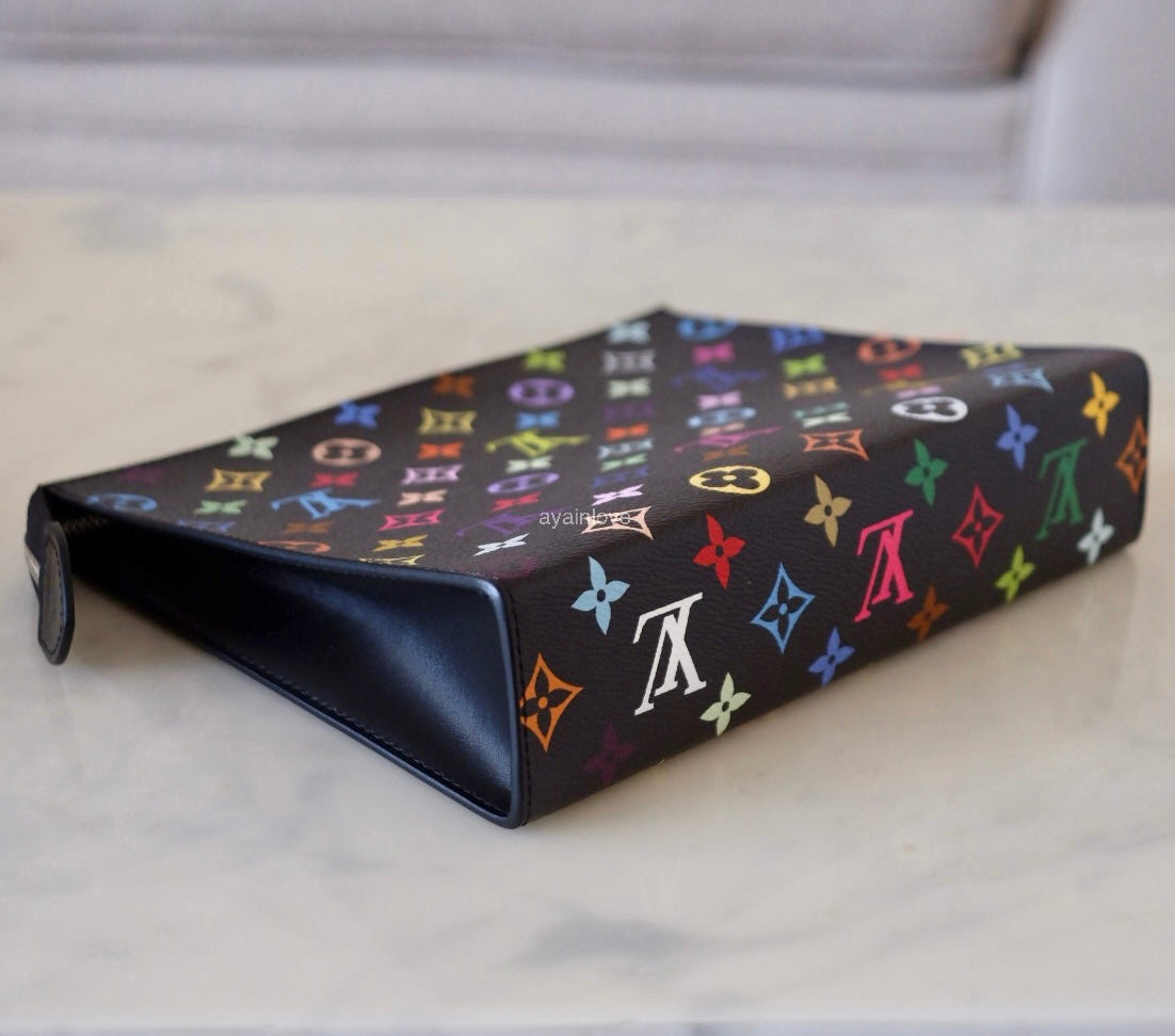 LOUIS VUITTON LV x TM Black Multicolour Rainbow Murakami Toiletry 26 Pouch