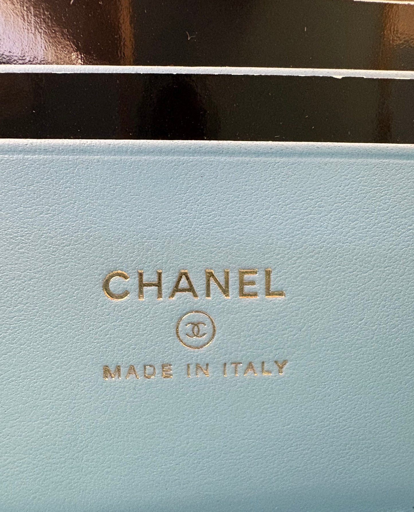 CHANEL 22S Pick Me Up Blue Caviar Top Handle Script Vanity Gold Hardware