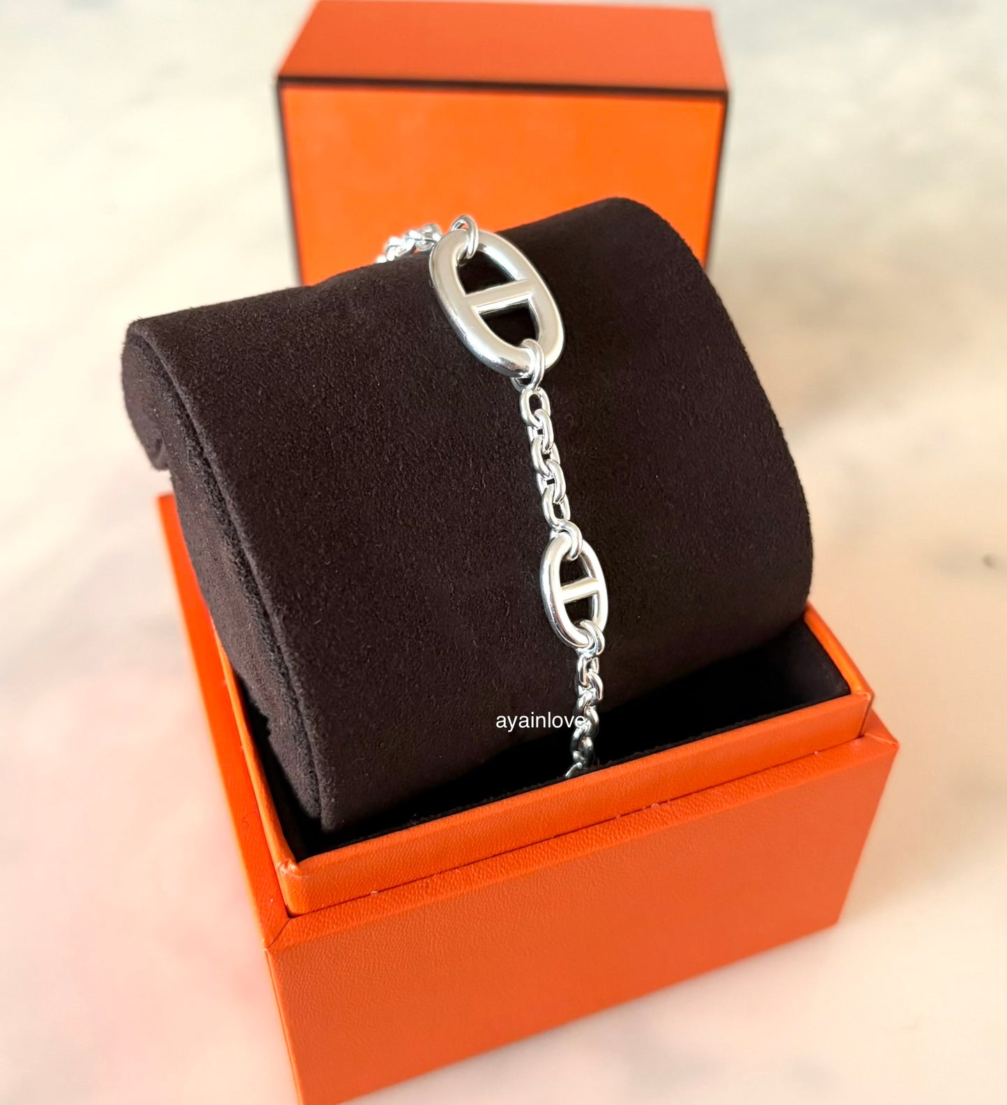 HERMES Farandole Sterling Silver Bracelet Size ST