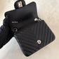 CHANEL 16S Black Caviar Chevron Classic Square Mini Flap Bag Silver Hardware