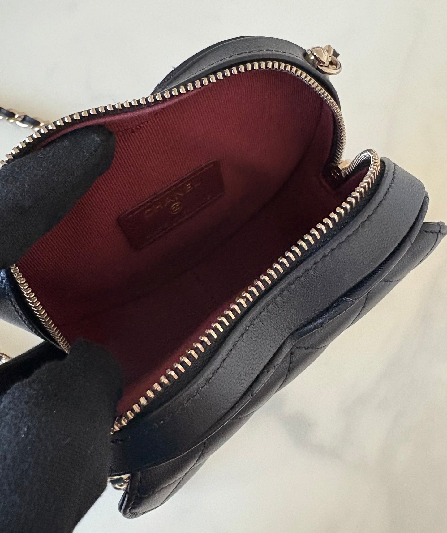 CHANEL 22S Black CC in Love Heart Small Cross-Body Bag Light Gold Hardware